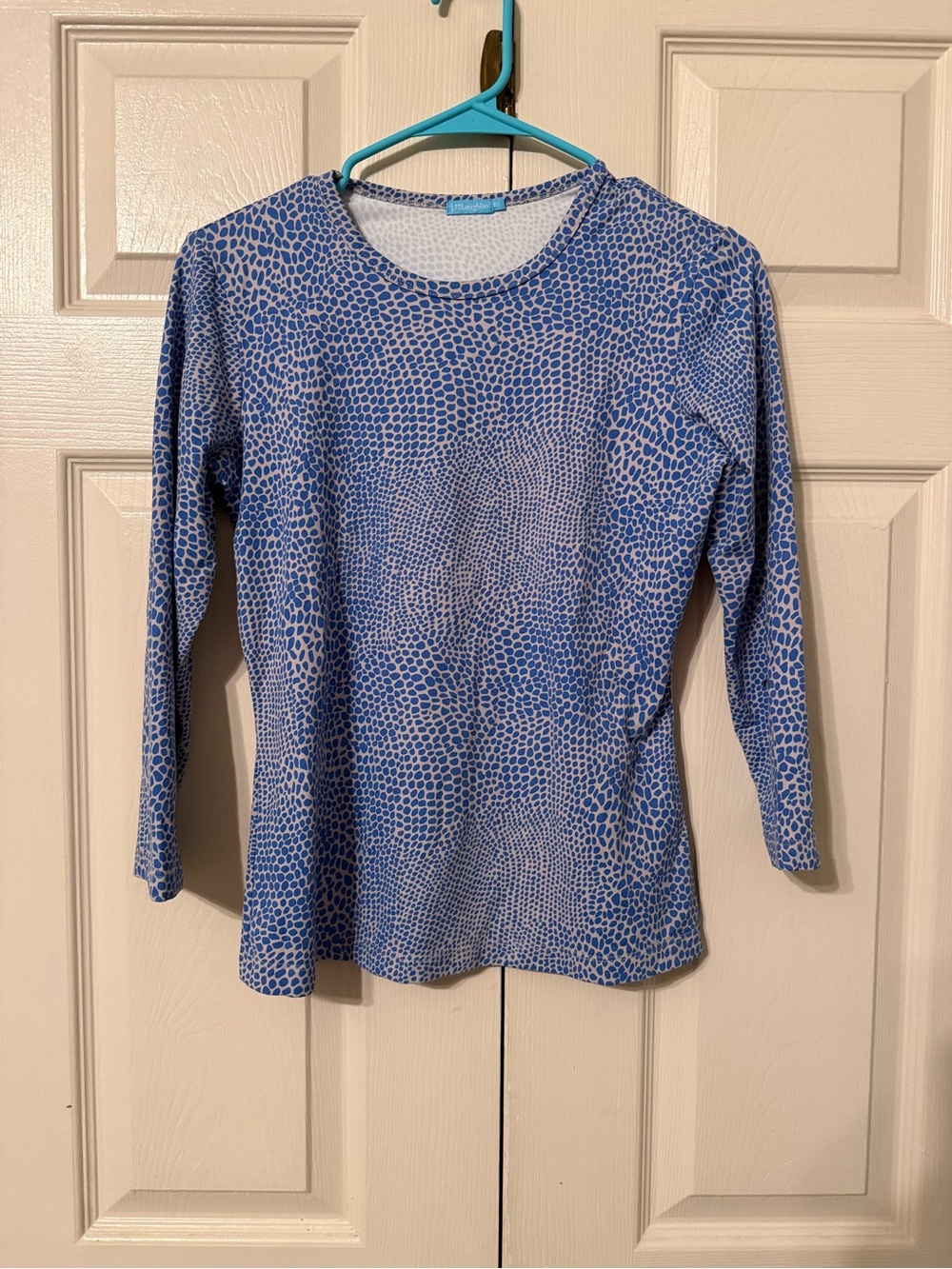 J. McLaughlin Blue Pebble-Print Long Sleeve Top